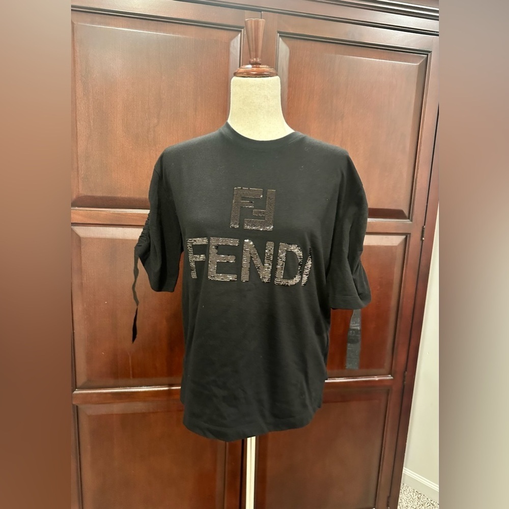 Fendi Black Logo Short Sleeve Tee